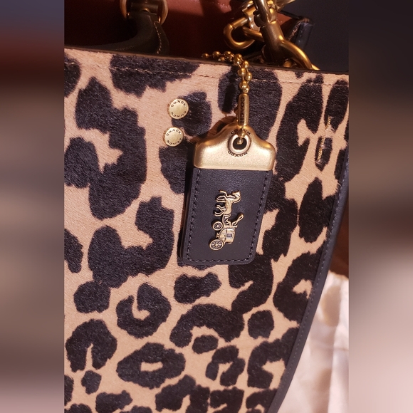 Coach Rogue Haircalf Leopard Print Glovetanned Leather Bag - Picture 2 of 16
